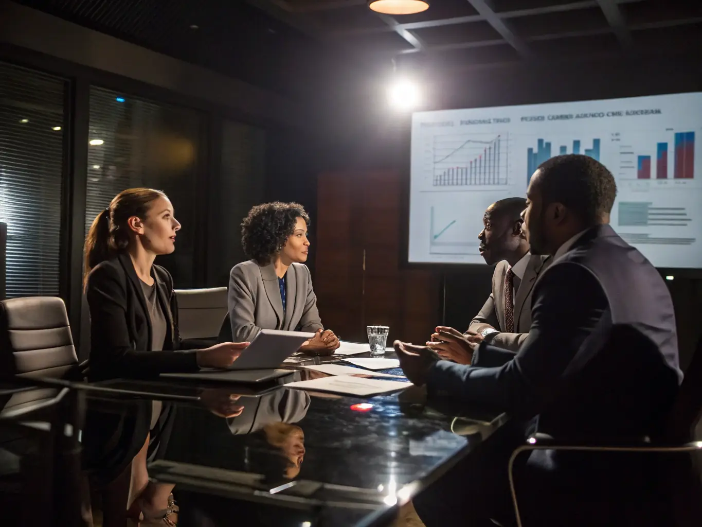 A diverse group of South African business professionals are attending a financial seminar hosted by netsukegate.uno, learning about the latest market trends and investment opportunities.